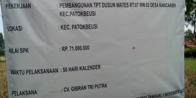 Pelaksanaan Proyek TPT Oleh CV Gibran Tri Putra Diduga Spesifikasi