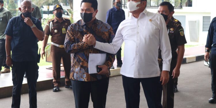 Jaksa Agung  RI BURHANUDDIN Menerima  Kunjungan  Menteri BUMN  ERICK THOHIR