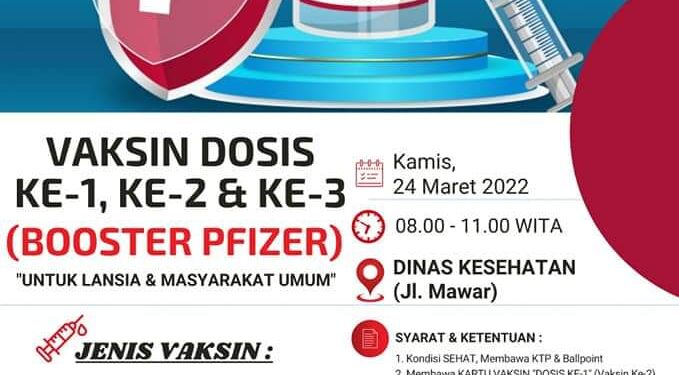 Dinas Kesehatan Kabupaten Berau Berkelanjutan Lakukan Vaksinasi 1,2 & 3 Silahkan Datang, Masyarakat Akan Dilayani