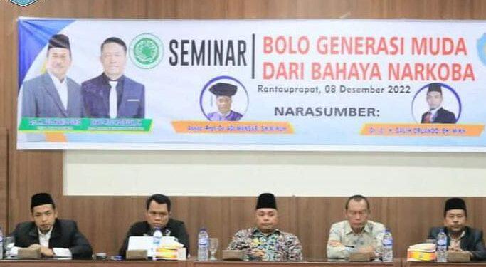 Bupati Labuhanbatu dr.H.Erik Adtrada Ritonga,MKM,Melaksanakan Seminar  Bahaya Narkoba Diwakili Kepala Disporabudpar Hulwi,SE