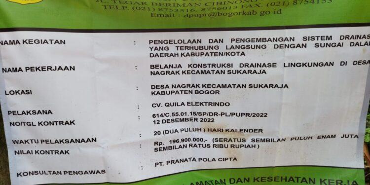 Masyarakat Sambut Baik Dinas PUPR kab Bogor Bangun Sistem Dranaise di Desa Nagrak