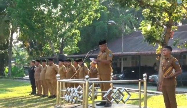 Pemkab Labuhanbatu Apel Pagi, Kepala Staf Ahli Bupati Jumingan Membacakan Amanat Peraturan Presiden No.95 tahun 2018 Tentang SPBE