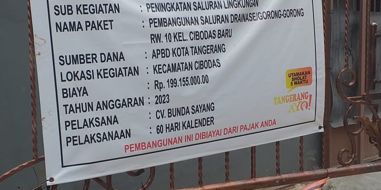 Proyek Saluran Drainase Disinyalir Ada Yang Ditutup-tutupi, Dinas PUPR Kota Tangerang Bungkam