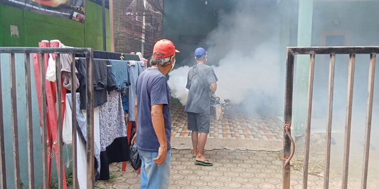 Demi Meminimalisir Wabah Nyamuk Demam Berdarah Dengue (DBD) Pengurus Dusun Babakan Conto Serentak Melaksanakan Fogging