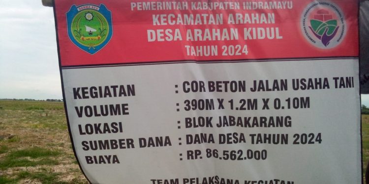 Bungkam Dikonfirmasi, Pelaksanaan Cor Beton Desa Arahan Kidul Dipertanyakan
