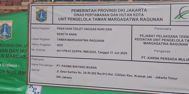 Ada apa? Proyek UPT Taman Margasatwa Ragunan Tidak Ada Nilai Anggaran di Papan Proyek