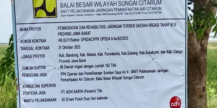 Ada Apa ? Proyek Milik BBWS Citarum Yang Dikerjakan Oleh PT. Adhi Karya ( Persero ) Tbk Tak Cantumkan Nilai Proyek
